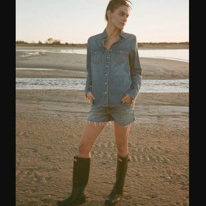 Hatch - The Cut-Off Maternity Shorts - Indigo - Size 26